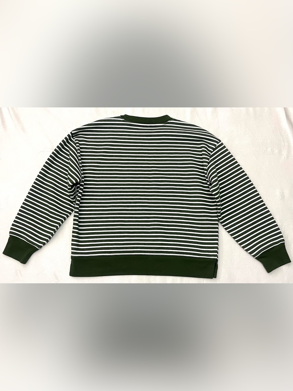 J.Crew Women's Striped Crewneck Sweater in Dark Green and White Size Medium - Picture 14 of 16